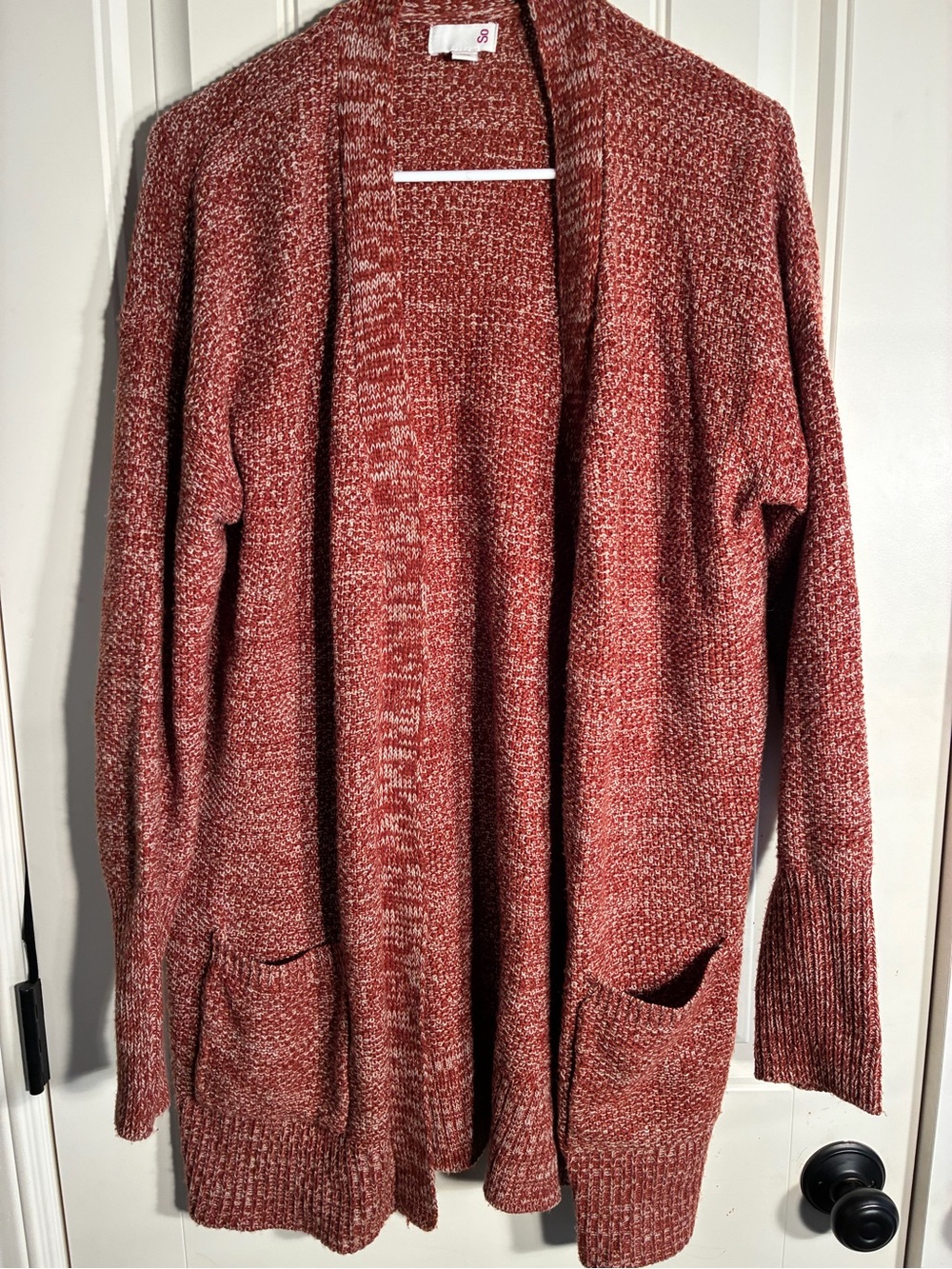 SO Rust Marled Open-Front Cardigan with Pockets women’s sz Large